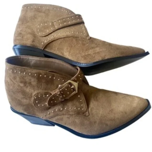 Seven7 Brown Dallas Faux Suede Boot Studded Ankle Bootie Suede Women'sSize 11 - Picture 3 of 8